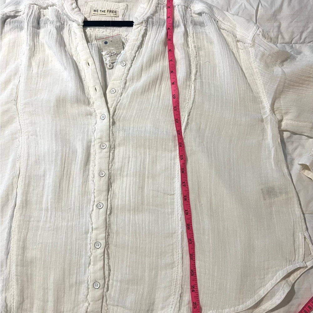 Free People We The Free White Button Down Shirt Top Cotton Gauze SZ L NWOT - Picture 7 of 10